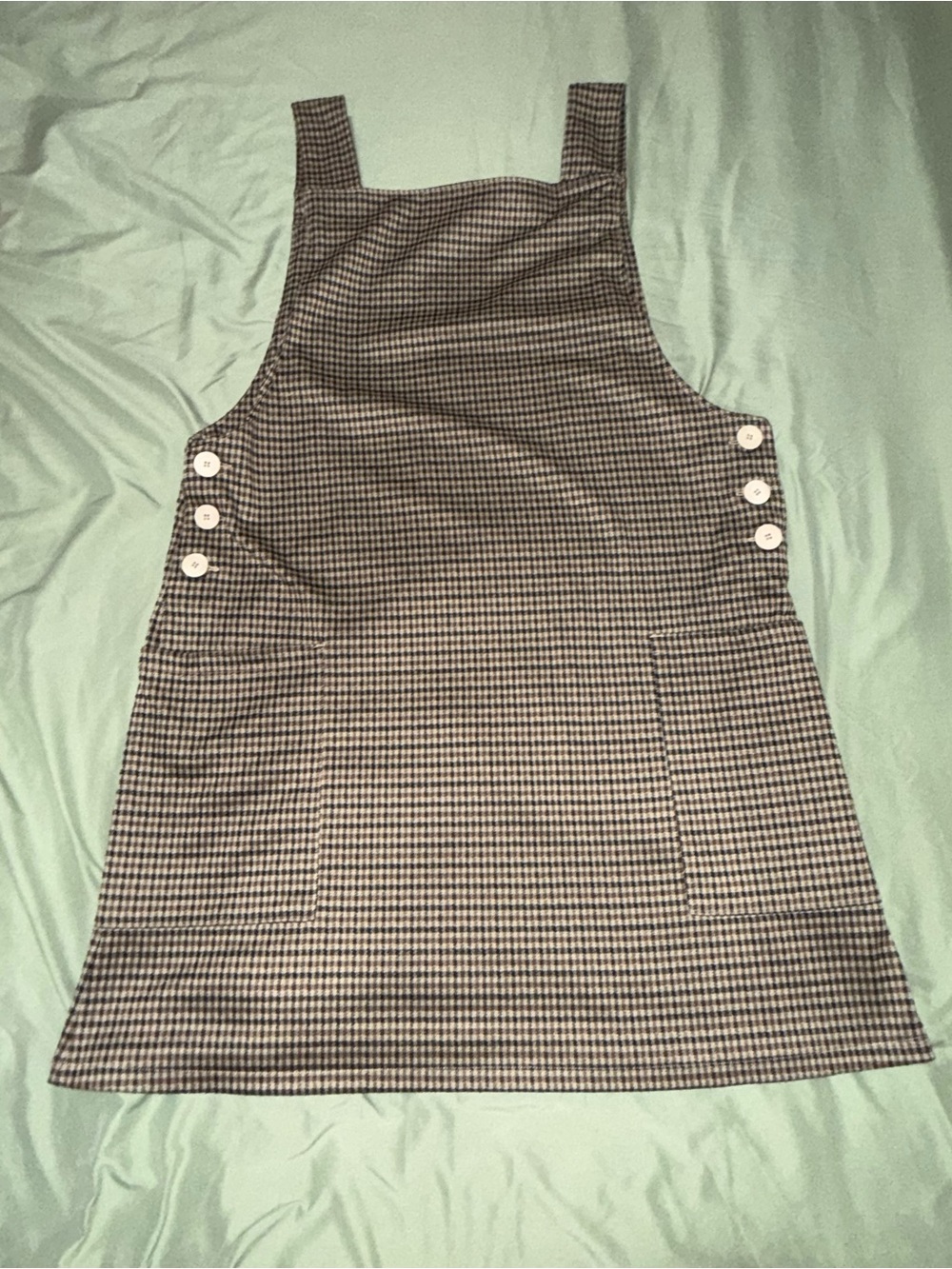 Terranova size XL Checked Pinafore Dress with Side Buttons - Brown/Black